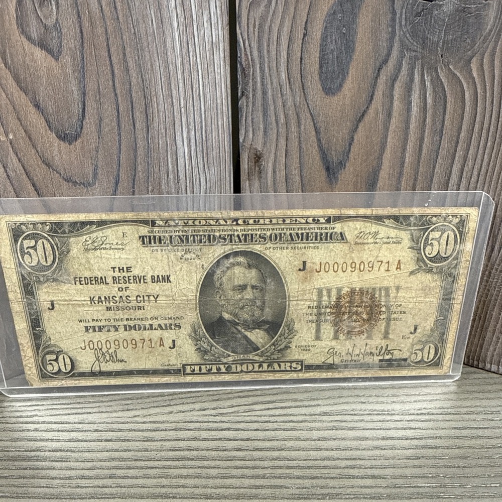 1929 $50 Fifty Dollars FRBN Kansas City - Low Serial‎ Number.